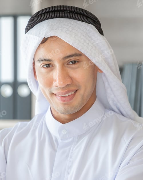 Preview: Portrait Of Young Business Muslim Man Looking At Camera Blurred Background, Arab Middle Eastern