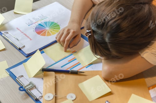 Preview: Close Up Of Businesswoman Sleeping Tired And Exhausted