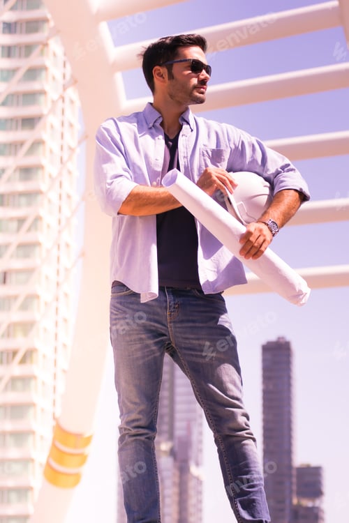Preview: Engineer Man Works At Industrial.Engineers Working On A Building Site .Success Business.