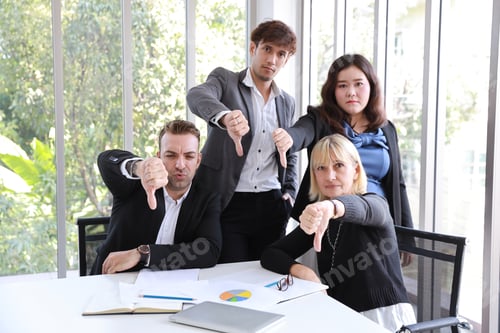 Preview: Caucasian Boss Businessman Showing Thumb Down Or Dislike With Unhappy Face With Unsuccess
