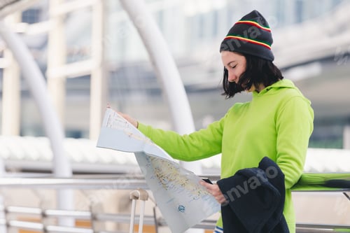 Preview: Portrait Beautiful Young Girl Russian Enjoying Smell Traval In Winter Bangkok City Thailand