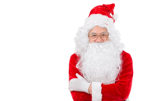 Preview: Happy Merry Christmas Santa Claus Pointing With Isolated On White Background.