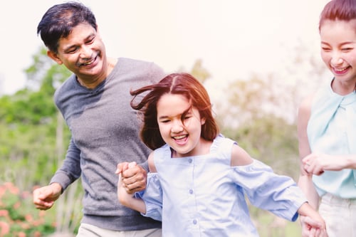 Preview: Cheerful Family Having Picnic Relaxing Together On Green Nature In Park