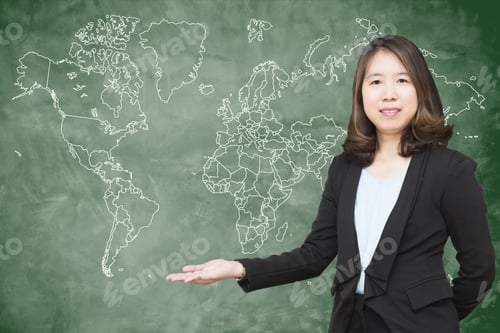 Preview: "Back To School" Concept : Beautiful Young Teacher With A Blackboard.