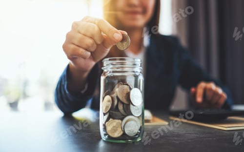 Preview: Financial Savings, Calculator, and Jar Full of Money