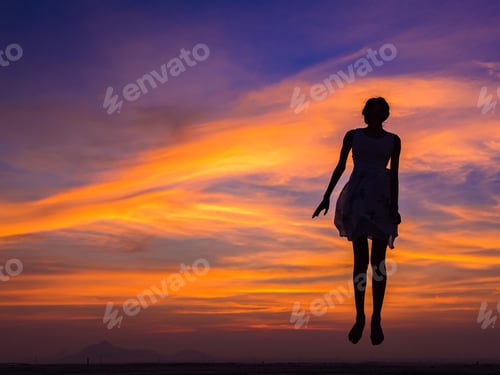 Preview: Woman With Sunset Silhouette