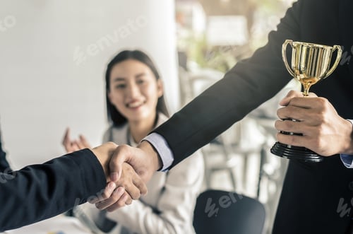 Preview: Business People Shaking Hands, Finishing Successful Business Up A Meeting