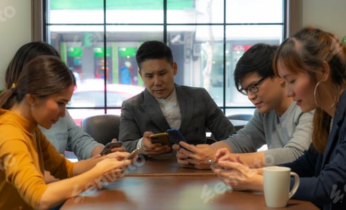 Preview: Group Of Young Business People Communicating And Working At Office. Business People Meeting