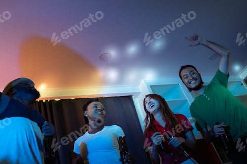 Preview: Group Of People Holding Beer And Wine, Party Mood Of Leisure And Lifestyle With Trendy Friends