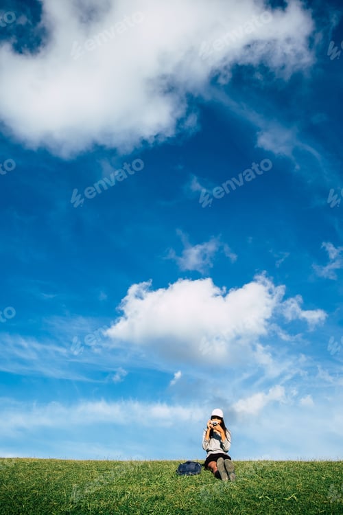 Preview: Tourist Girl Enjoying The View In Nature.