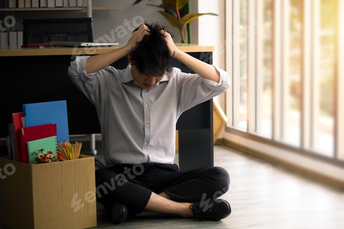 Preview: Asian Man Is Stressed Because He Has Been Fired From Work. Dismissed Employees Due To The Economic