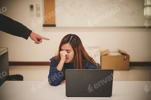 Preview: Asian Woman Working In Office,Young Business Woman Stressed From Work Overload With A Lot File On