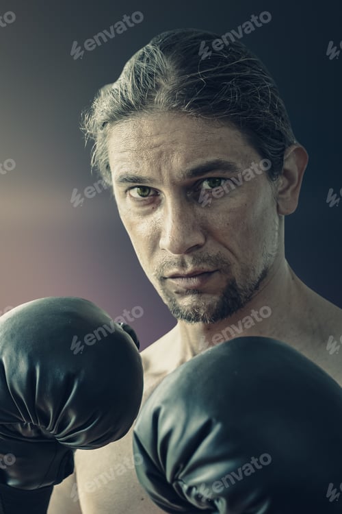 Preview: Portrait Of Caucasian Man Do Exercise Workout With Boxing At Home For Relaxing And Healthy