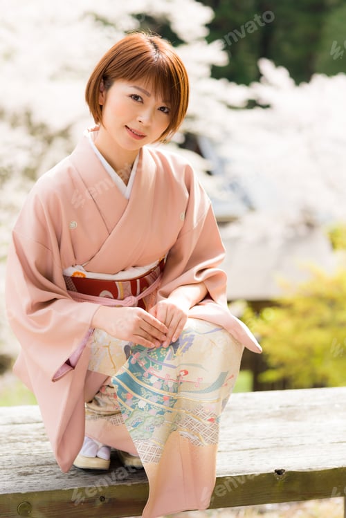 Preview: Woman And Cherry Blossoms Of The Japanese Kimono