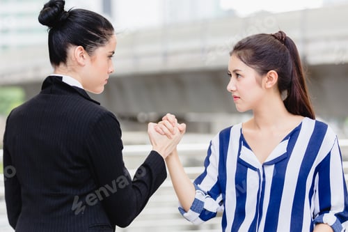 Preview: Two Women Fight. Angry Business Problems At Work Concept