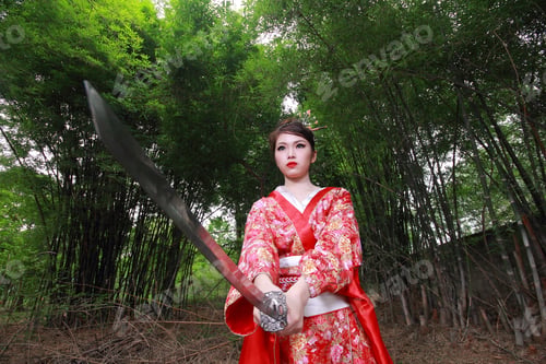 Preview: An Asian Woman Wearing Ancient Chinese Or Japanese Traditional Kimono Dress Style In Which The Hand