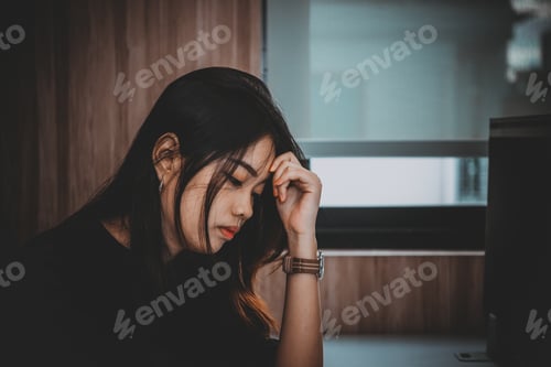 Preview: Beautiful Thai Woman Very Sad From Unrequited Love,Serious From Work In A Office