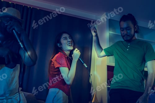 Preview: Movement Of Group People In Party Mood Leisure And Lifestyle With Trendy Friends Moving And Sing