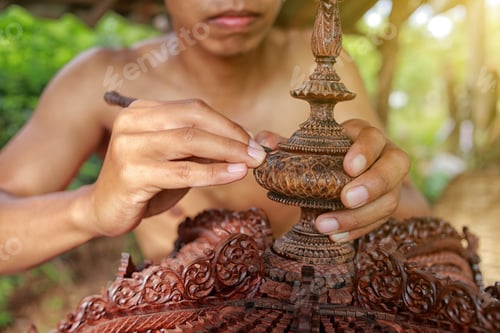 Preview: Folkways Of Artisan-Made Bird Cage Is Neatly Carved Into The Wood Into A Beautiful Pattern .