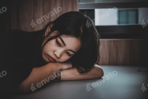Preview: Close Up Sad Beautiful Asian Woman Disappointed By Love,Thailand People Heartbreak Concept,Lonely