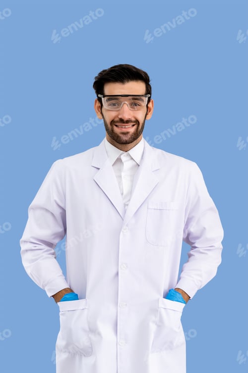 Preview: Portrait Of Confident Male Middle Eastern Arab Researcher Scientist Medical Doctor Wearing
