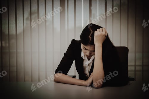 Preview: Close Up Sad Woman In The Office,Stress Girl From Hard Work,Heartbreak From Boyfriend,Thailand
