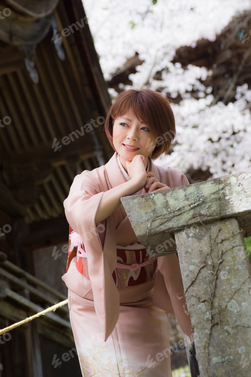 Preview: Woman And Cherry Blossoms Of The Japanese Kimono