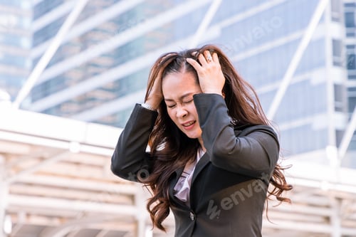 Preview: Seriously Headache Businessman Knee Down On Floor In City