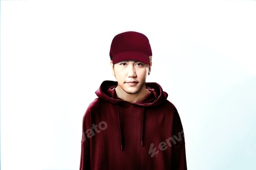 Preview: Asian Man With Hoody Shirt As Hiphop Or Digital Persona On Isolated Background
