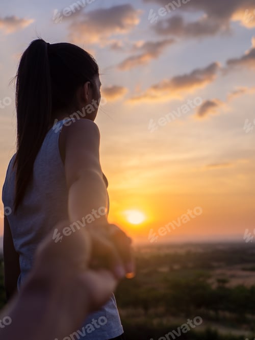 Preview: Couple Summer Vacation Travel. Woman Walking On Romantic Honeymoon Promenade Holidays Holding Hand