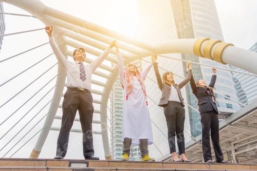 Preview: Business People Team Celebration Success Happiness At City Background