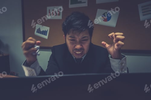 Preview: Asian Businessman Under Stress Due To Excessive Work,Feeling Exhausted,Young Clerk Has A Problem In
