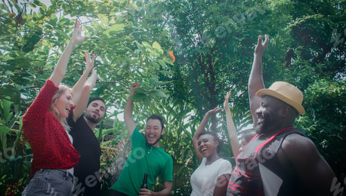 Preview: Barbecue And Party.Happy Friends With Barbecue Party In Nature.