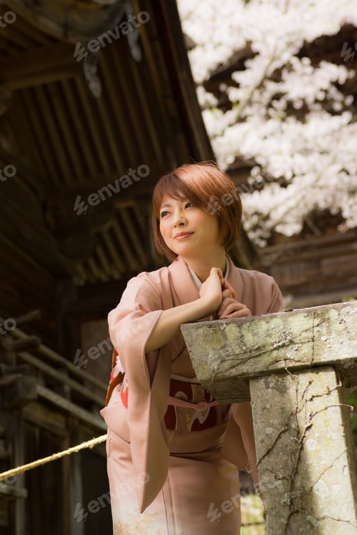 Preview: Woman And Cherry Blossoms Of The Japanese Kimono