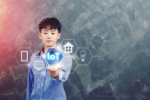 Preview: Business, Technology, Networking And Internet Of Things Concept - Young Man Show Iot Solution