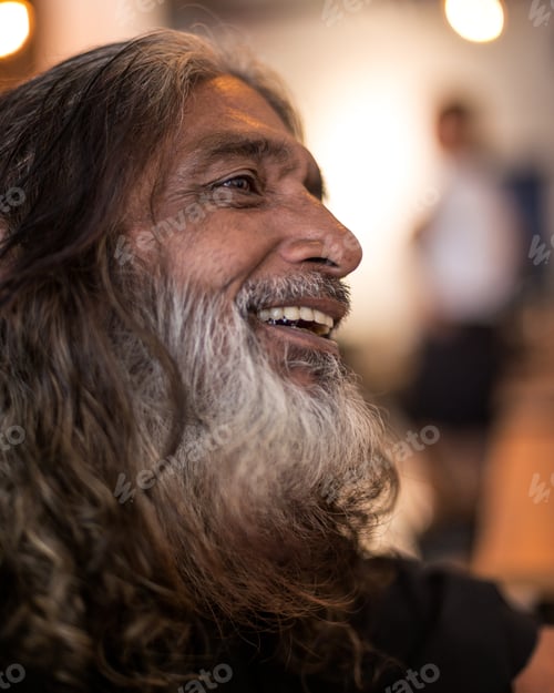 Preview: Asian Old Man Portrait. White Beard. Smiling