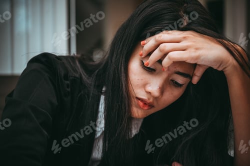 Preview: Close Up Sad Woman In The Office,Stress Girl From Hard Work,Heartbreak From Boyfriend,Thailand