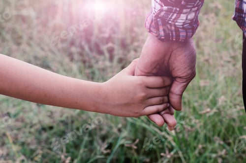 Preview: A Girl Holding Hands With Father,Vintage Filters.