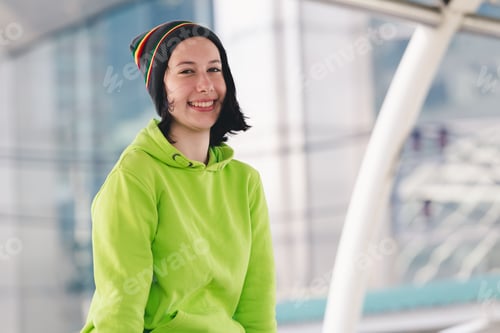 Preview: Portrait Beautiful Young Girl Russian Enjoying Smell Traval In Winter Bangkok City Thailand
