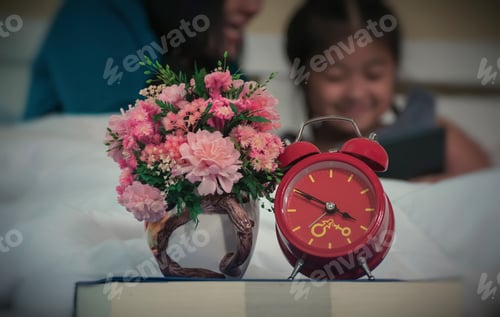 Preview: Alarm Clock.Alarm Clock On The Book. Sleep Time Concept.