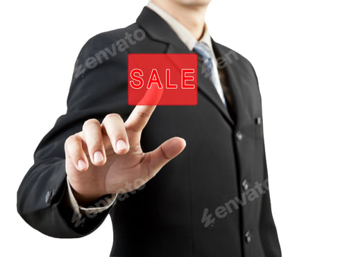 Preview: Businessman Hand Pushing Sale Button