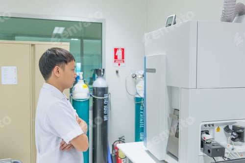 Preview: Scientist Wait Tube From Machine For Keep The Results Of The Experiment
