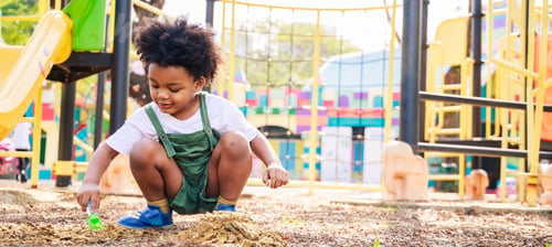 Preview: Cute African American Little Kid Boy Funny While Playing On The Playground In The Daytime In The