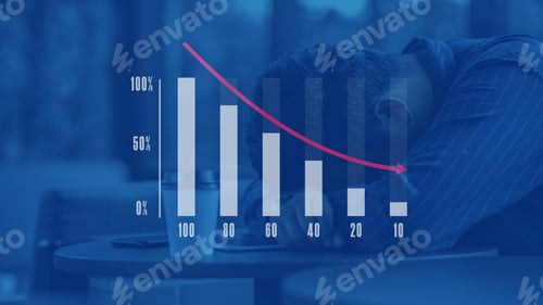 Preview: White Colors Infographics Histogram Or Infographics Bar Chart With Arrow Down And Stressed