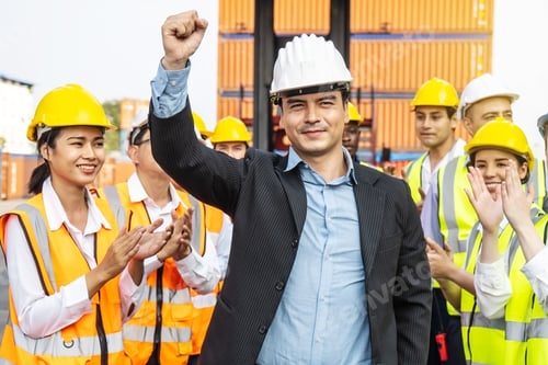 Preview: Professional Engineering And Worker Team Congratulated Success By Applaud Their Leader After