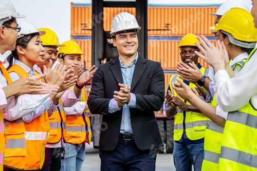 Preview: Professional Engineering And Worker Team Congratulated Success By Applaud Their Jubilant Leader