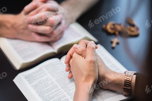 Preview: Christians And Bible Study Concept. Group Of Discipleship Studying The Word Of God In Church
