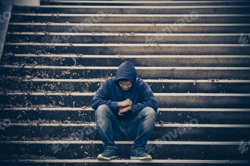 Preview: Portrait Of Asian Man Sad,Drug Addict Man Sitting On The Floor,Flakka Drug,Zombie Drug,Sad Man