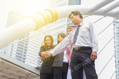 Preview: Business People Celebration Success Happiness Team At City Background