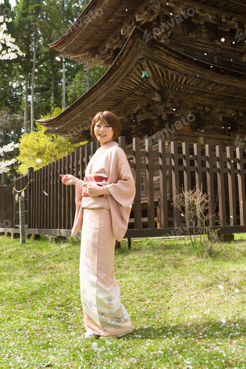 Preview: Woman And Cherry Blossoms Of The Japanese Kimono